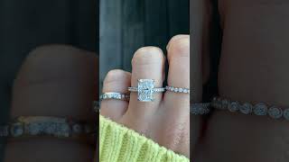 Ivy - Classic 14k White Gold Pavé Band 3ct Radiant Diamond Engagement Ring