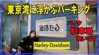 Harleyで海ほたる　バイク駐車場狭いです!　【バイク女子】