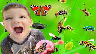 BACKYARD BUGS HUNT with CALEB! Caleb & Mommy Play & Find REAL BUGS Outside! Pretend Play w/ Insects!