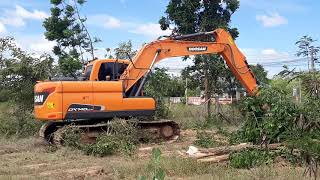 หนุ่มเมืองโสม งานเคลียริ่งต้นไม้ DOOSAN DX140LCA  แกะกล่องมา 250 ชั่วโมง excavator EP.7013