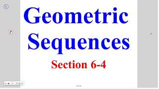Algebra 6-4: Geometric Sequences