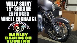 WILLY SHINY 19 INCH CHROME ENFORCER WHEEL EXCHANGE HARLEY DAVIDSON