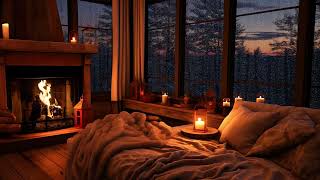 Cozy Bedroom Ambience with Rain on Window | Gentle Rain sounds and Fireplace to Relax, Study & Sleep
