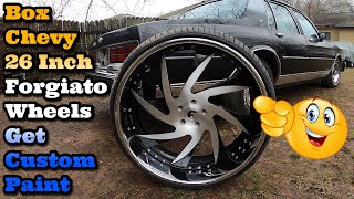 Painting The Box Chevy Caprice Wheels - CUSTOM 26s FORGIATOS - How To Paint Your Chrome Rims Black