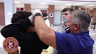 Law Enforcement II students at Deer Park High School are practicing handcuffing techniques.