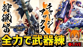 【MHRise】狩猟笛＆チャアクという激アツ武器を使いこなしたい配信【体験版】