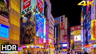 【4K HDR】Night Walk in Tokyo Electric AnimeTown - Akihabara \u0026 Kanda // Japan Walking Tour