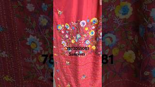 Hand embroidery on Pure Bishnupuri katan silk with BP 🥰💖❤️ #highlight #saree #manali #youtube #katan