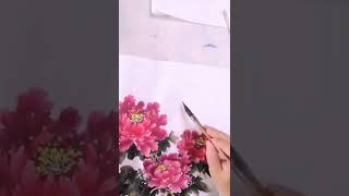 红牡丹画法_3_How to paint red peony_3