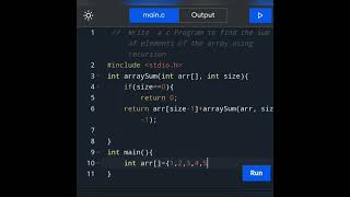 How to write a c Program to find the sum of elements of the array using recursion.