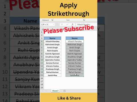 Apply Strikethrough In Excel #exceltips #exceltutorial #exceltricks #shortsfeed #shortsviral #excel