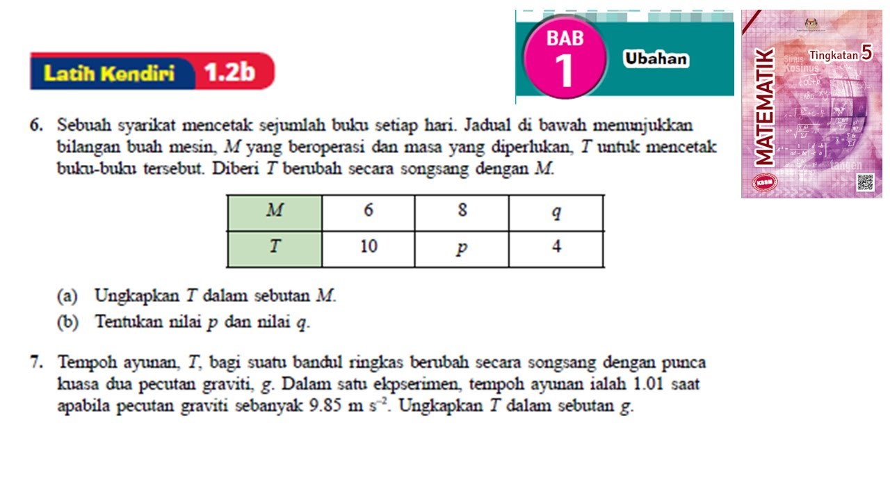 KSSM Matematik Tingkatan 5 Ubahan Latih Kendiri 1.2b No6-no7 Ubahan ...