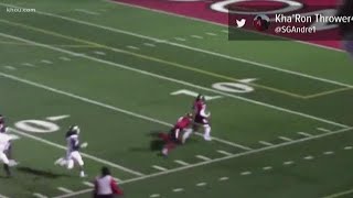 Watch: Football player running the wrong way gets tackled by teammate