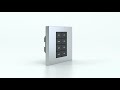 8 fold pushbutton with backlit text symbols and proximity sensor for rectangular wall box