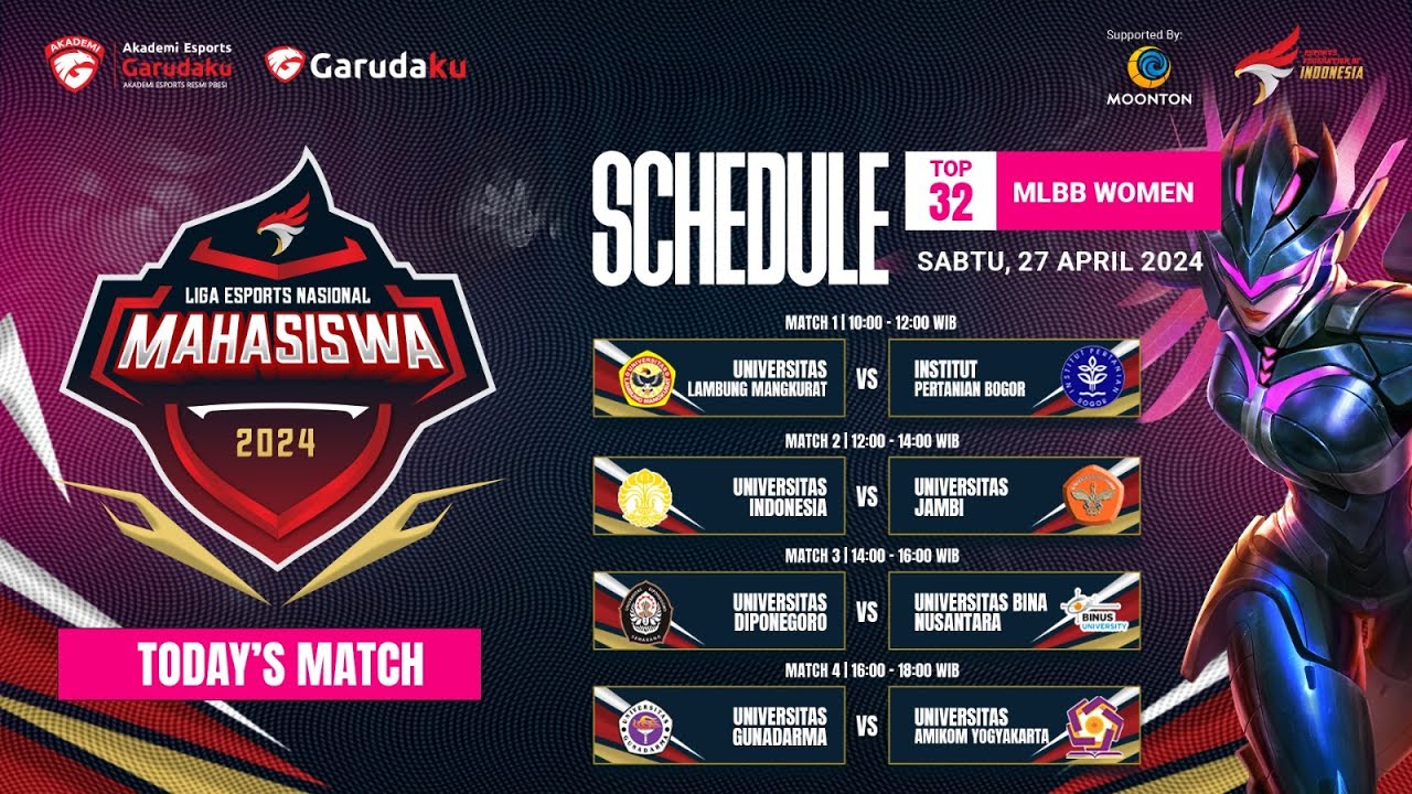 LIGA ESPORTS NASIONAL MAHASISWA 2024 - KUALIFIKASI MLBB WOMEN TOP 32 ...