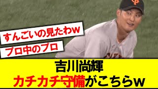 吉川見たことのない超絶守備が狂ってるｗｗ【なんｊの反応】【吉川】【巨人】