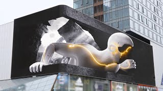 Flint Walk Naked Eye 3D Public Art - The Mysterious Titan from Unknown Time and Space