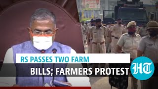 Rajya Sabha passes two farm bills; cops deployed at Haryana border as farmers protest