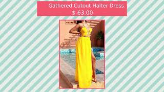 Gathered Cutout Halter Dress