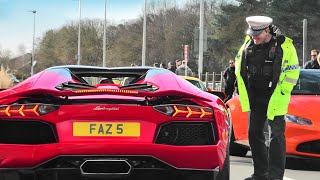 Police vs. Supercars leaving BUSY Car Meet!