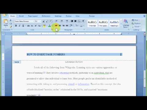 Word: Insert Page Numbers and Change Header Word: Insert Page Numbers and Change Header