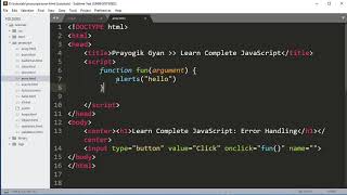 JavaScript Error Handling(try, catch, throw, finally) in Hindi Part19