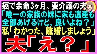 【修羅場】癌で余命3ヶ月、要介護の夫「唯一の家族の妹に家も遺産も全部あげるけど、良いよね？」私「わかった、離婚しましょう」夫「え？」（朗読）