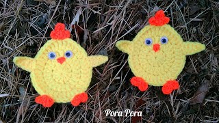 Crochet Easter Chick Applique I Crochet Easter Decorations I Crochet Chicken Applique