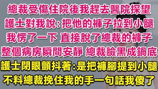 總裁受傷住院後我趕去探望，護士對我說：把他褲子拉到小腿。我愣了，蹲下身直接脫了總裁的褲子，整個病房瞬間安靜了，總裁臉黑成鍋底。護士閉眼顫抖著：是把褲腳提到小腿。不料總裁挽住我的手一句話我傻了！| 甜寵