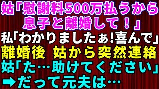 【スカッとする話】義母「慰謝料500万払うから息子と離婚しなさい」私「わかりました！喜んでお受けします」→離婚後に義母から突然連絡…義母「お願い！助けてください」→だって夫は【修羅場】