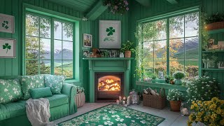 🍀 Cozy Irish Cottage Retreat 🏡 St  Patrick’s Day Fireplace Ambience with Relaxing Irish Music