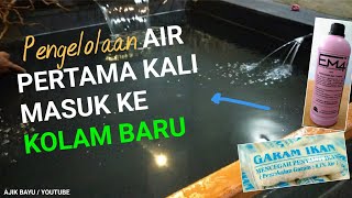 CARA MENGELOLA AIR PERTAMA KALI MASUK KE | KOLAM KOI BARU | em4 | KOLAM KOI MINIMALIS