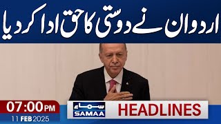 Turkish President to arrive in Pakistan tomorrow | 07 PM News Headlines | 11 Feb 2025 | Samaa TV