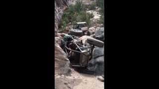 Rollover on Upper Helldorado Waterfall in Jeep rock buggy...