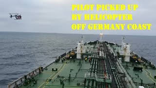 Pilot Picked Up By Helicopter from Aframax Tanker Main Deck