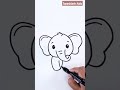 Cute baby elephant drawing step by step