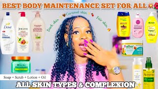 BEST BODY MAINTENANCE SET FOR ALL SKIN TYPES | FAIR, DARK \u0026 CARAMEL SKIN TONES +UK \u0026 USA Creams \u0026Oil