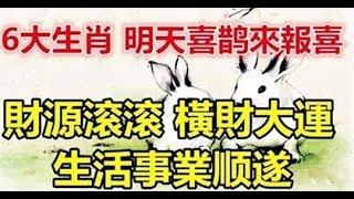 明天喜鵲來報喜，6大生肖財源滾滾，生活事業順遂