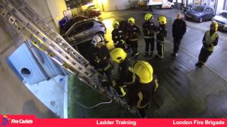 Ladder training for LFB Fire Cadets, Tower Hamlets