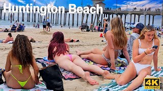 Huntington Beach Virtual Walking Tour - California - USA | Summer Vibe 2023 | 4K Beach Walk