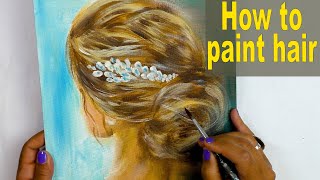 How to paint HAIR with Acrylics | Acrylic Painting Tutorial