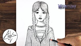 How to Draw WEDNESDAY ADDAMS | Drawing Tutorial (step by step)