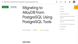 Migrating to AlloyDB from PostgreSQL Using PostgreSQL Tools GSP1085
