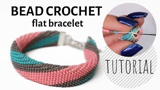 Single bead crochet flat bracelet tutorial | Bracelet tutorial | Bead crochet tutorial