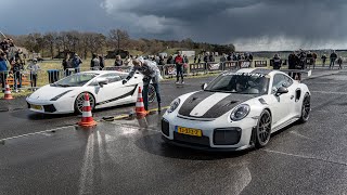 Porsche GT2RS vs Porsche GT3RS vs Lamborghini Superleggera vs Porsche 911 Turbo S vs Mercedes AMG GT