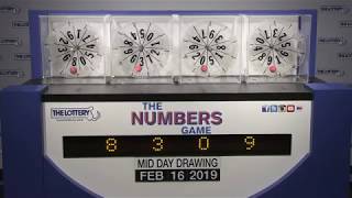 Midday Numbers Game Drawing: Saturday, February 16, 2019