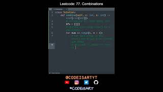 Leetcode 77. Combinations in Python | Python Leetcode | Python Coding Tutorial | Python Coding ASMR