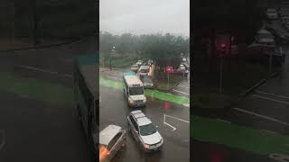 A Regular Traffic Jam In A Bottleneck Roundabout