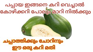 പപ്പായ ഇങ്ങനെ കറി വെച്ചാൽ കോഴിക്കറി പോലും മാറി നിൽക്കും||Raw papaya curry