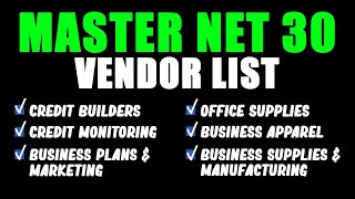 Net 30 Vendor & Business Credit Builders Master List | NO PG | No Credit Check!